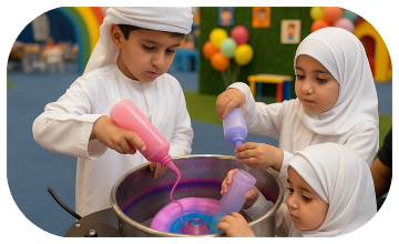 Guest pedaling the Spin Art Bike to create colorful artwork at an event, with vibrant paints splashing onto the spinning canvas.